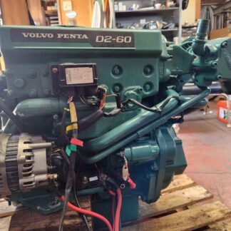 The Volvo Penta D2-60 is a60-horsepower, 4-cylinder, 2.2-liter in-line marine diesel enginedesigned for quiet operation and low vibration, making it suitable for sailboats and other displacement boats. It features a freshwater cooling system, a cam-driven in-line injection pump, and is air-cooled. The engine is compliant with EU RCD Stage II and US EPA Tier 3 emission standards